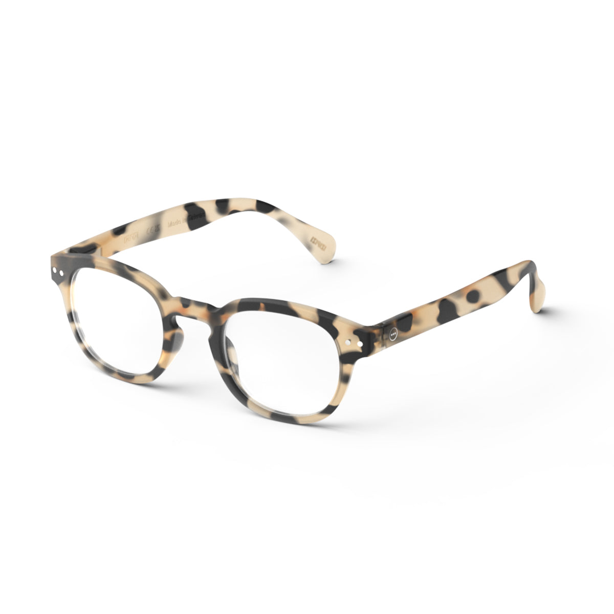 Izipizi shape c light tortoise reading glasses face on on white background