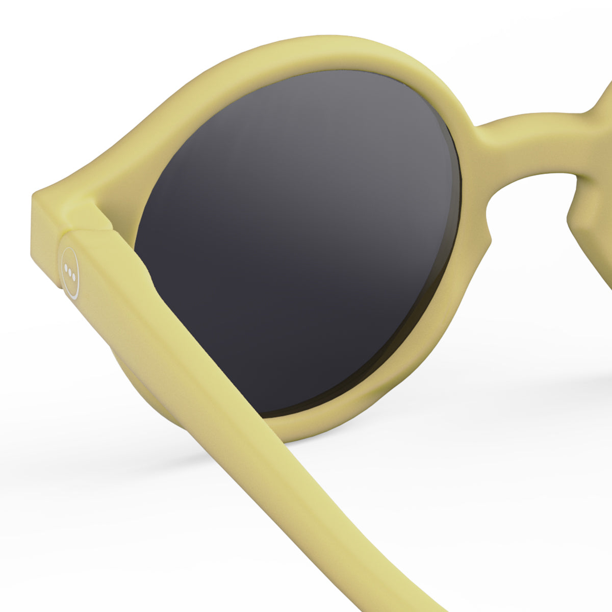 Izipizi kids sunglasses shape d lemondade close up of back left hand side on white background