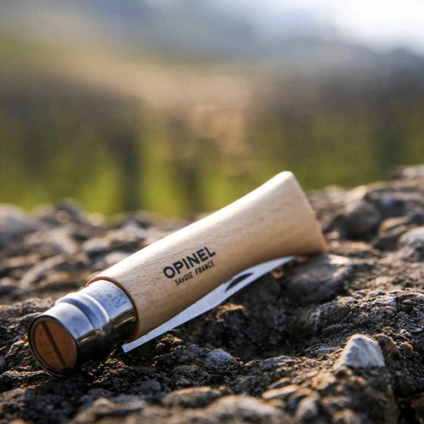 Fully folded Opinel Traditional Folding Knife No10 Carbon Steel Beech outside