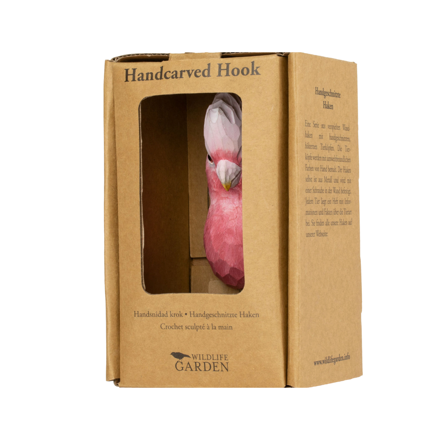 Wildlife Garden Wall Hook Galah in packaging box