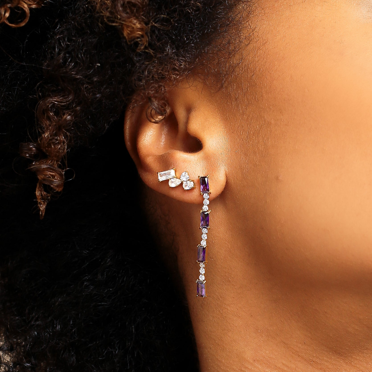 Earrings Solene Violet Zirconium Oxide