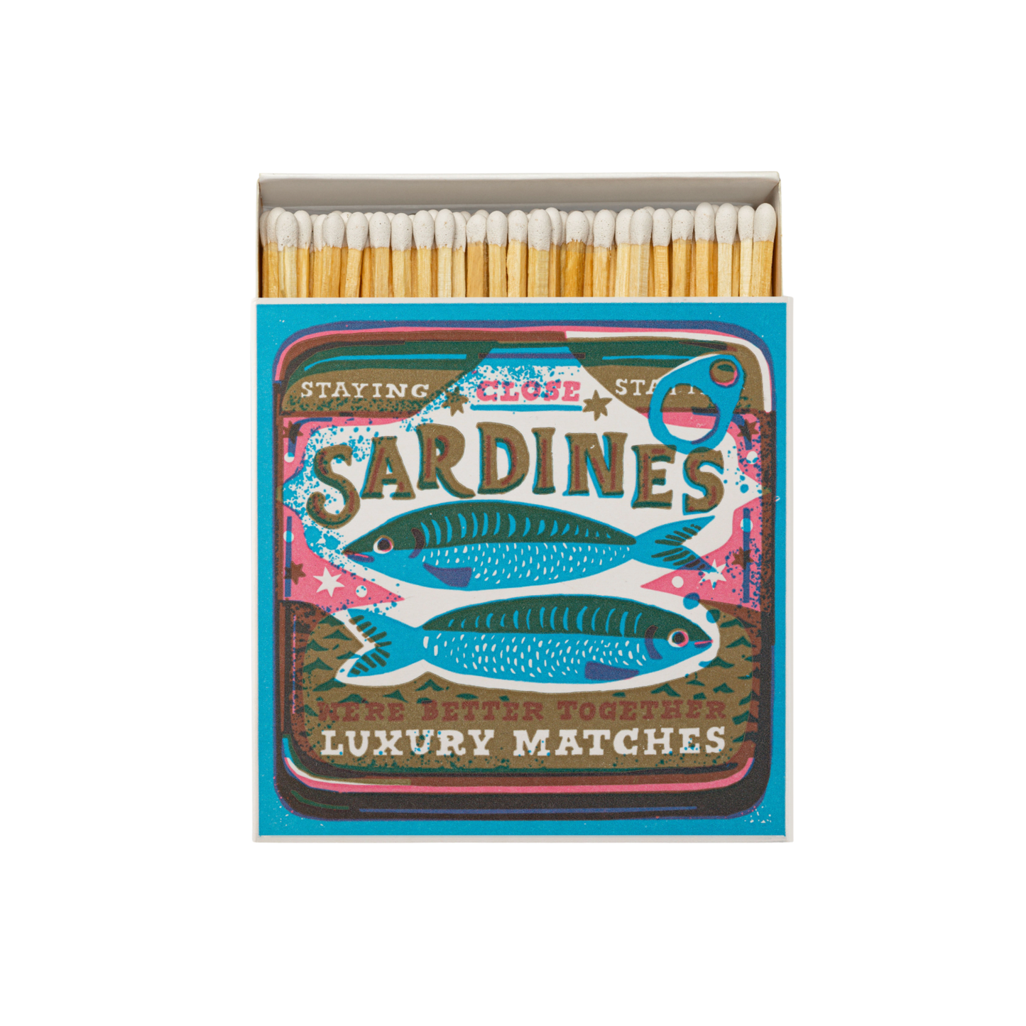 Luxury matches better together sardines matches front view with matches poking out