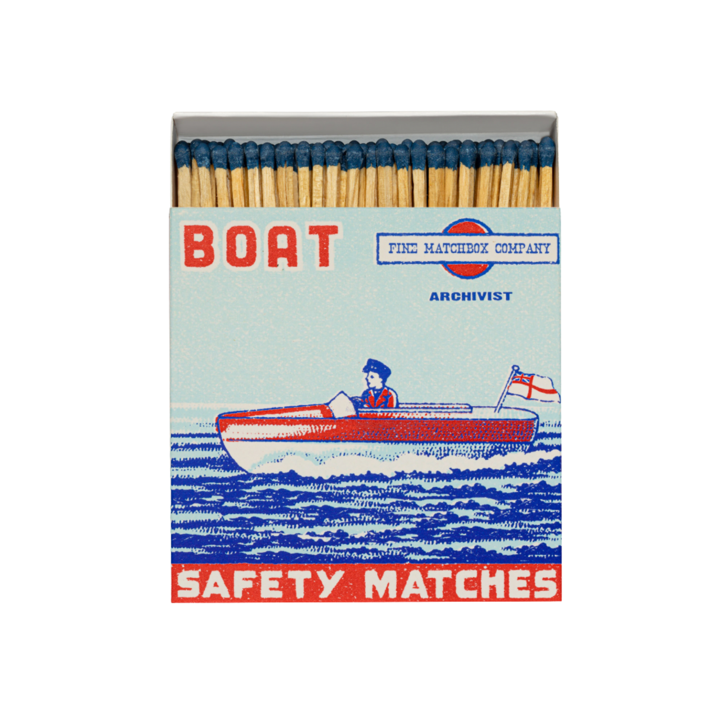 Luxury matches boat matches front view with matches poking out