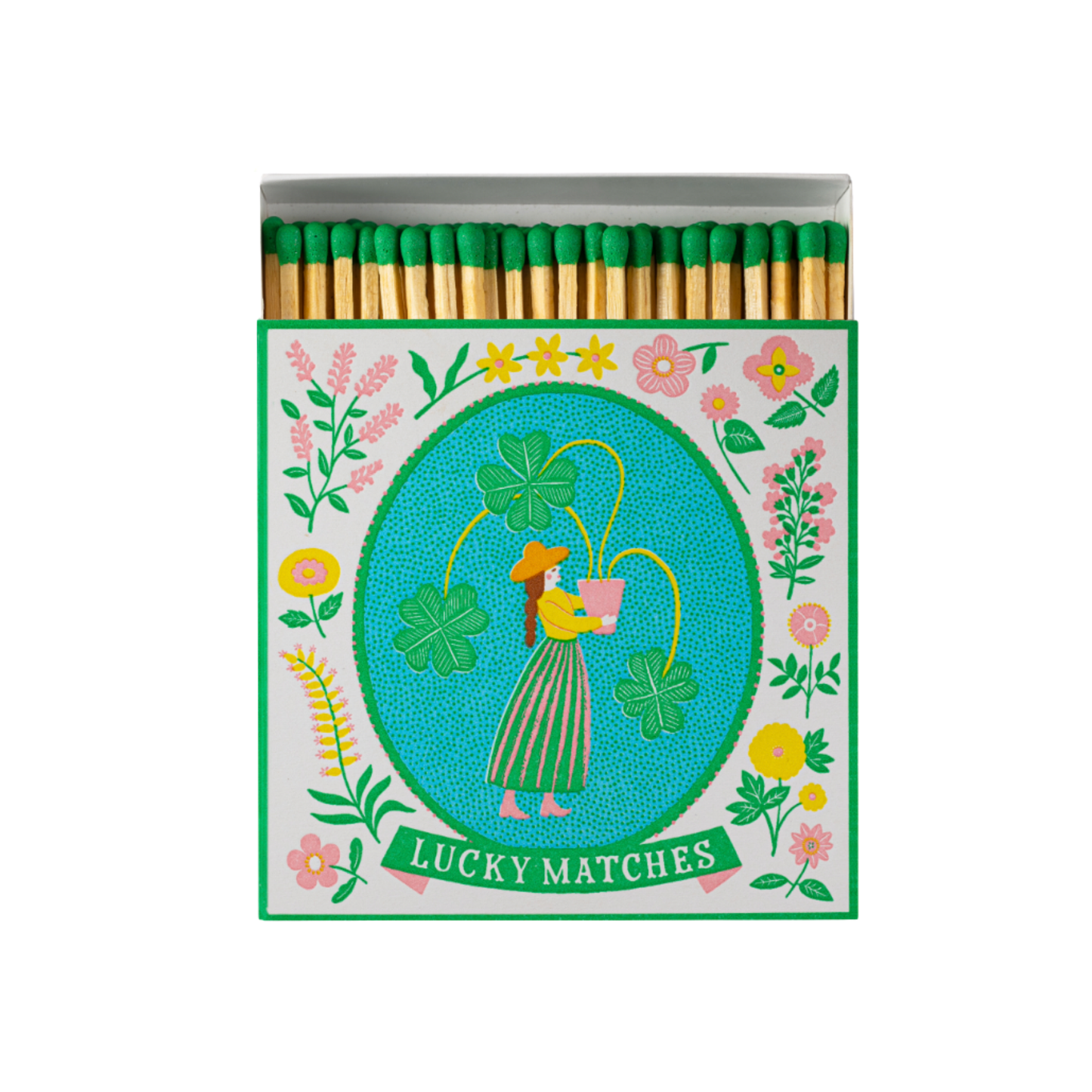 Luxury matches lucky front view with matches poking out top