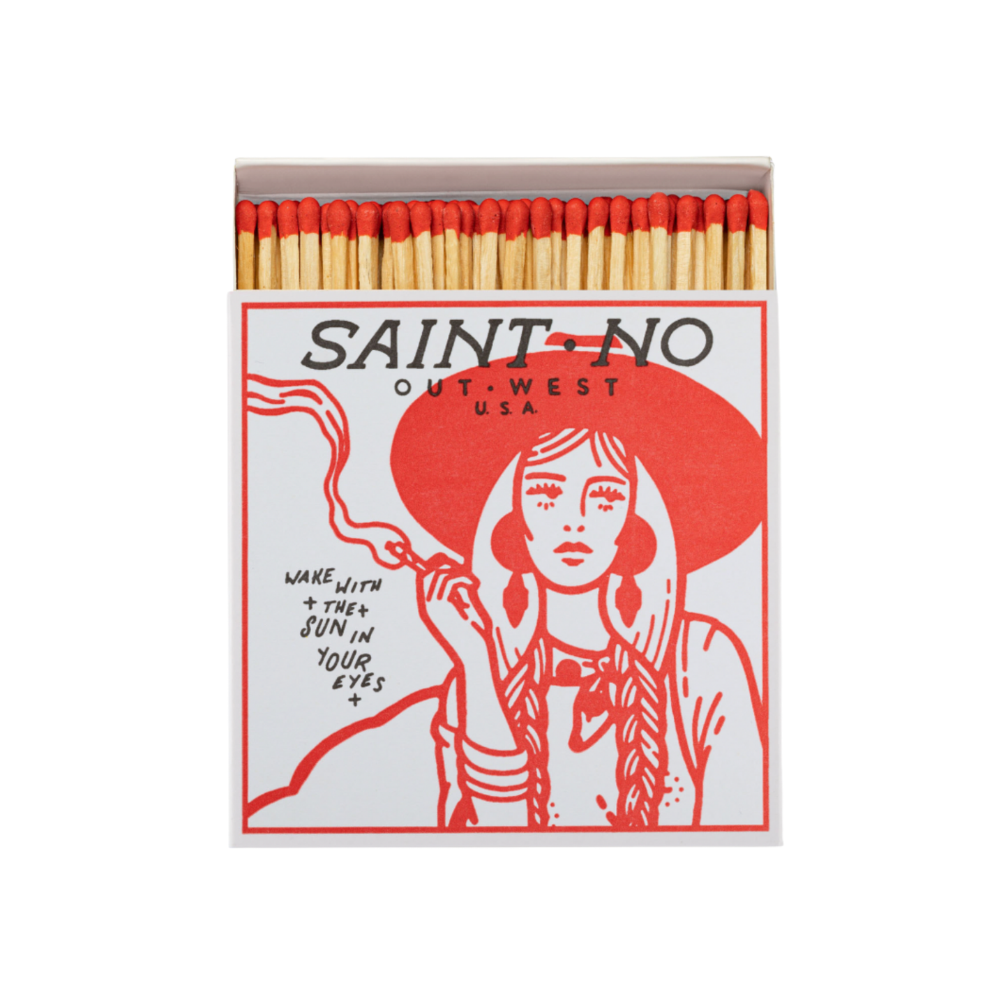 Luxury matches out west matches front view with matches poking out