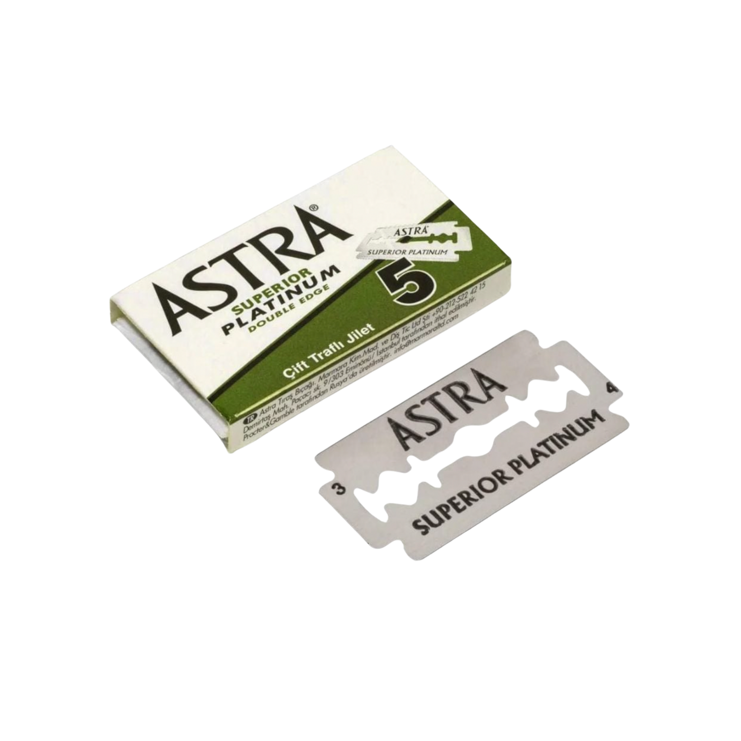 Single Razor Blades (pack of 5) Astra Platinum packet with razor on display