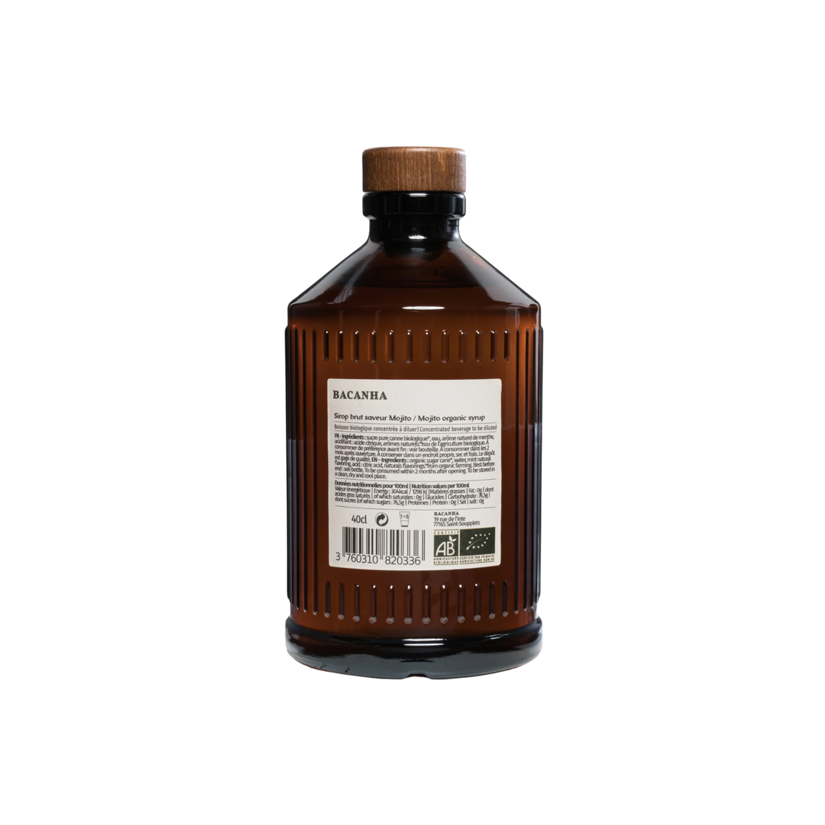 Back view of bacahna sirop mojito 400ml