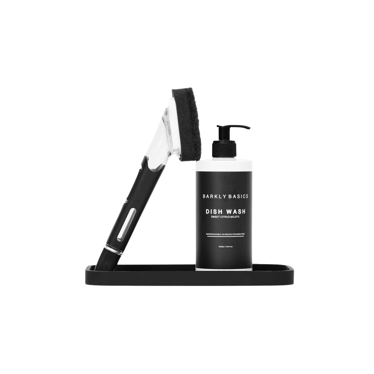 Barkly Basics dish stick black side view on display with other Barkly Basics products