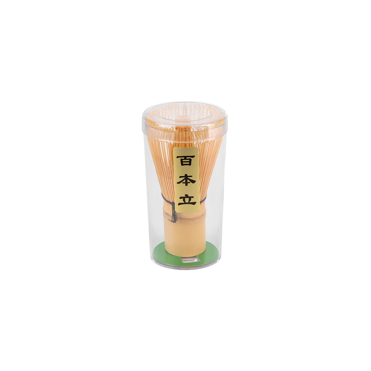 The whisk inside its container from Fathom Japanese Hasami Ware Matcha Bowl in amber, ceramic with textured finish, compact lightweight design for casual matcha.