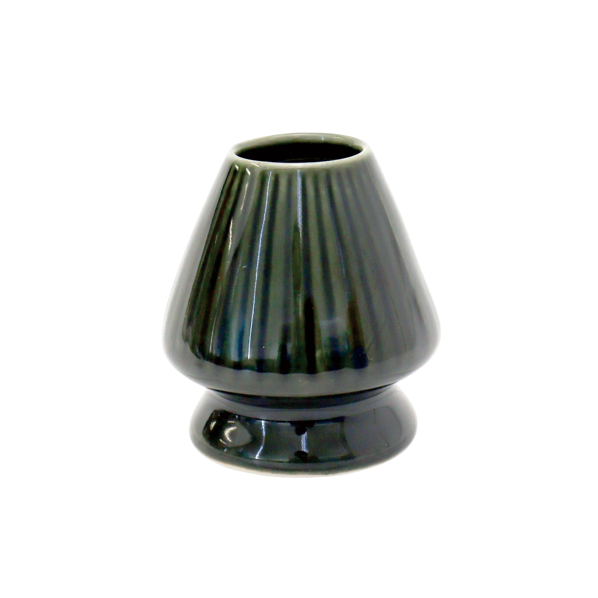 Front view of Fathom Japanese Mino Ware Matcha Whisk Stand Oribe Ceramic, preserves Chasen shape after washing.