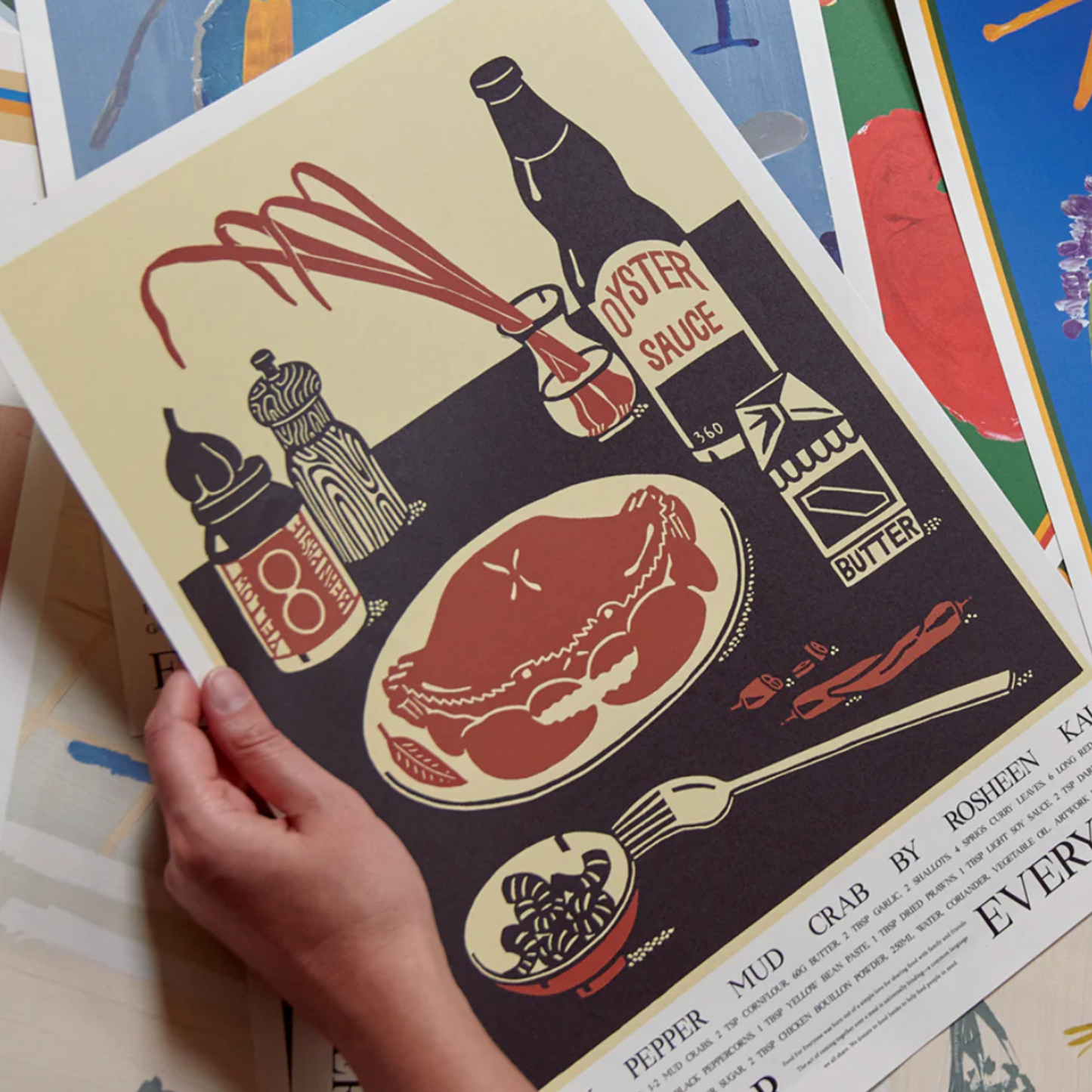 Unframed Food For Everyone poster in hands close up