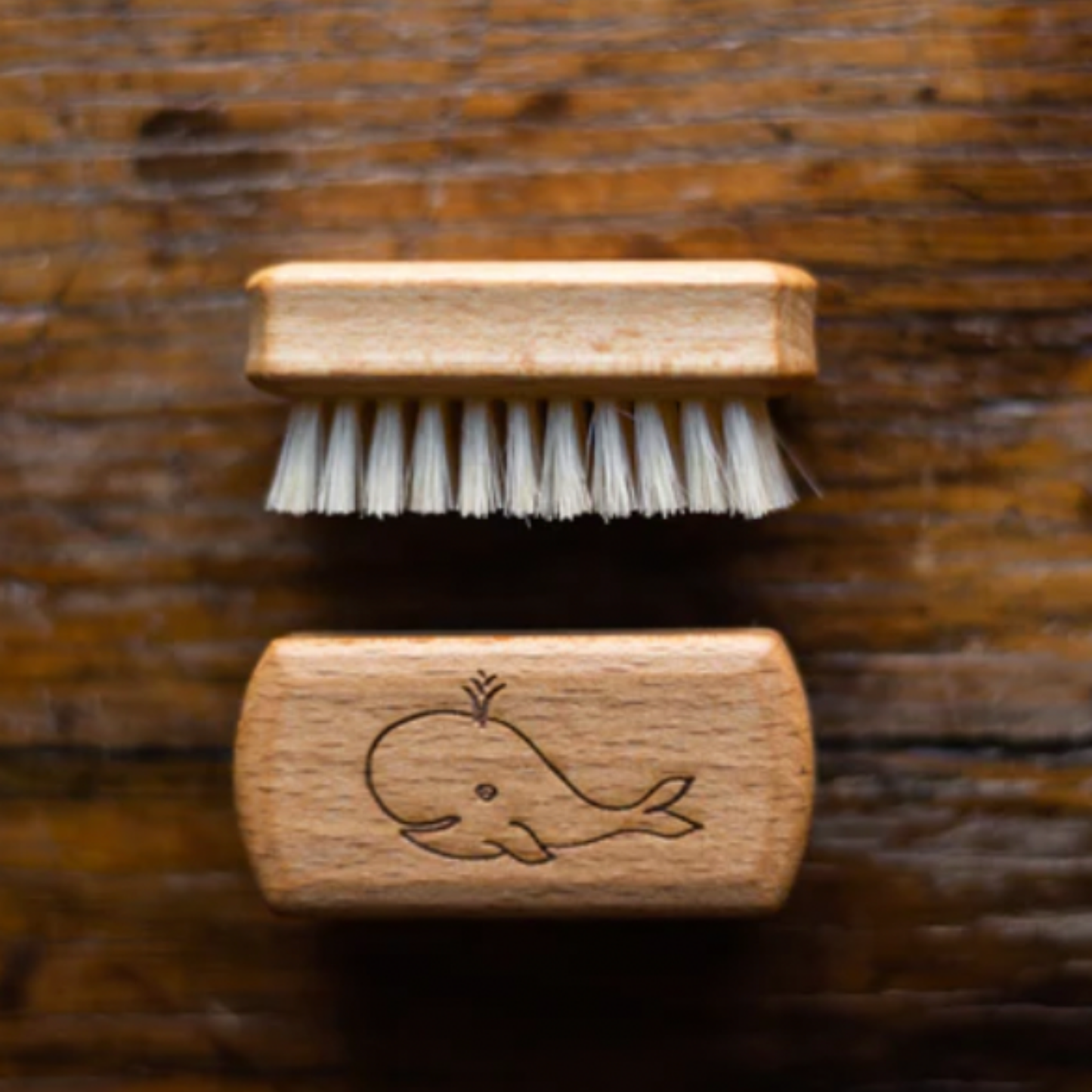 Redecker kids nail brush on display on wooden table