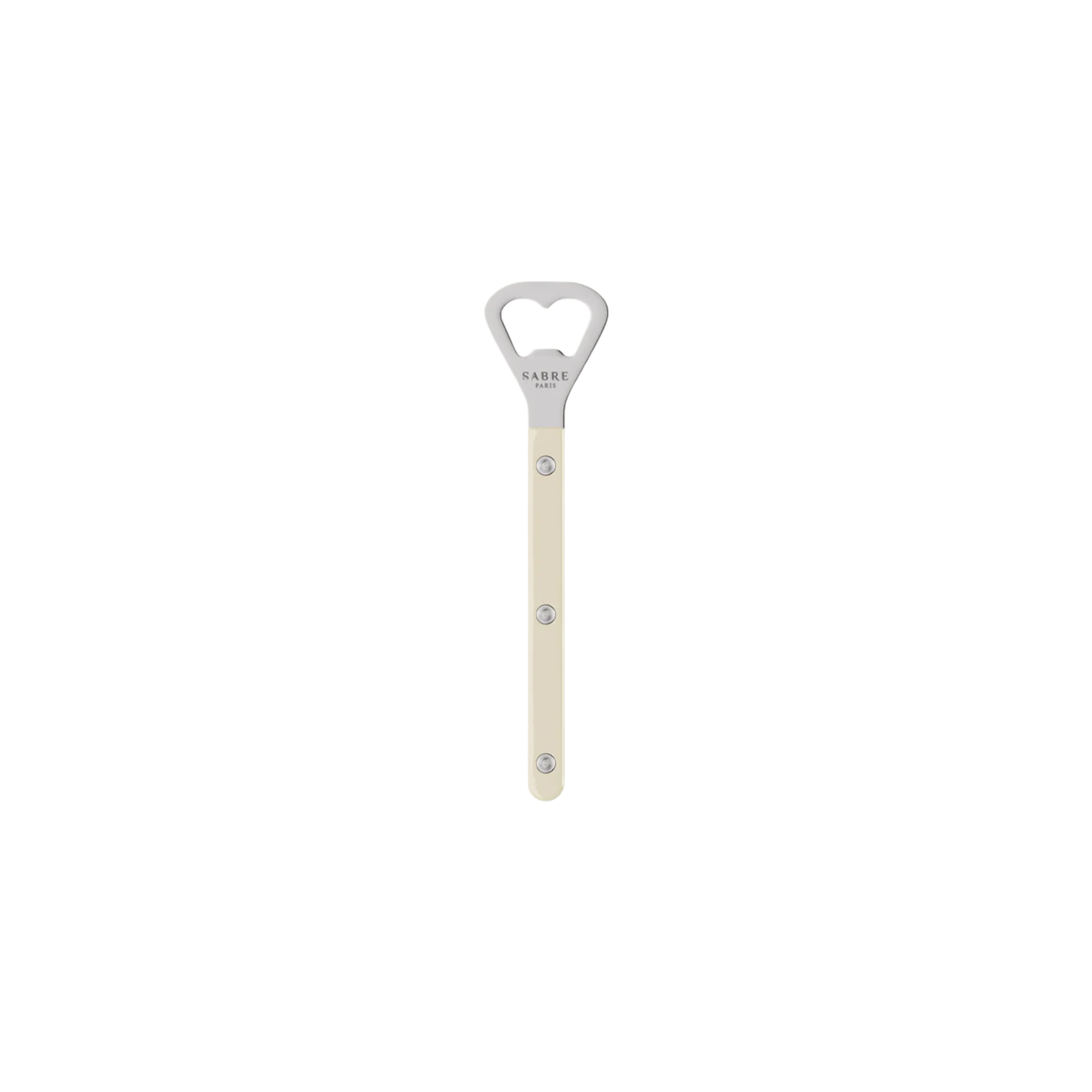 Sabre Paris Bistrot Bottle Opener 16 cm Ivory - stainless steel and nylon bottle opener with riveted handle, café-inspired design, gloss or vintage finish, perfect for opening bottles with style.