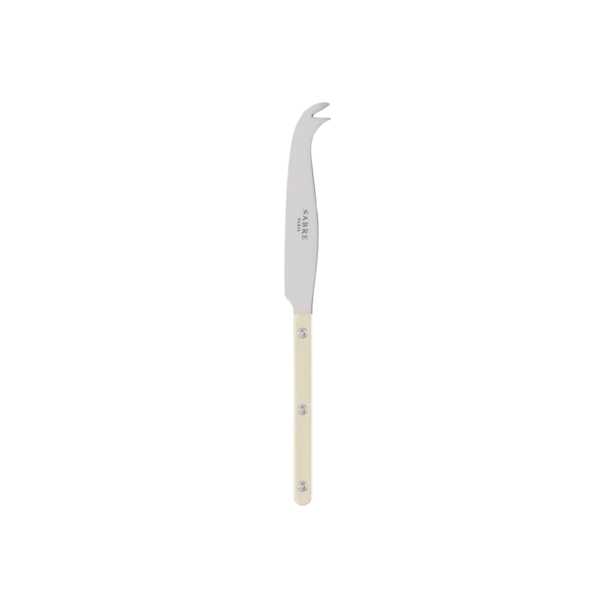 Sabre Paris Bistrot Cheese Knife 24 cm Ivory- stainless steel and nylon cheese knife with dual-prong tip, café-inspired design, gloss or vintage finish, ideal for serving and slicing assorted cheeses.