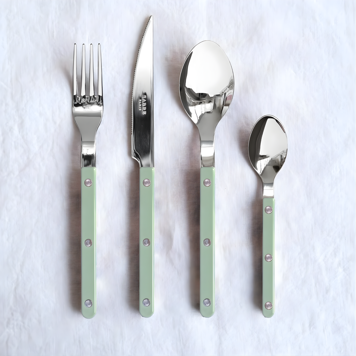 The asparagus collection with the Sabre Bistrot Cutlery Fork 22cm Asparagus, which is made from stainless steel and Inox 18/10 - Manche nylon, dishwasher safe at 113°F (45°C) maximum. Vital part of your dinner set at every stage of the meal.