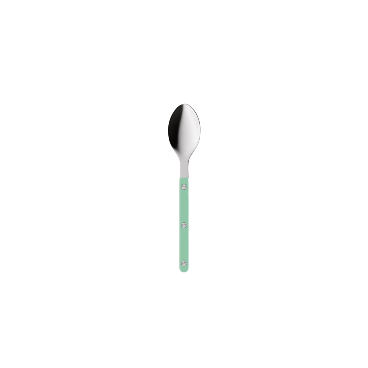 Sabre Paris Bistrot Teaspoon 16 cm Pastel green - stainless steel and nylon café-inspired cutlery with visible rivets, available in gloss or vintage finish, dishwasher safe.