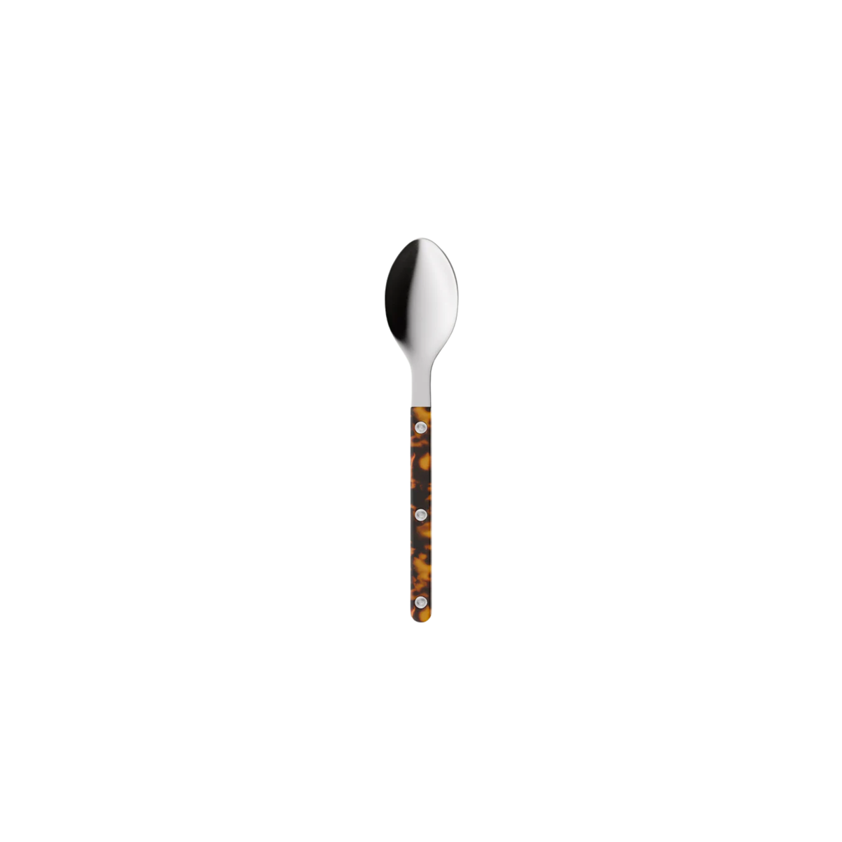 Sabre Paris Bistrot Teaspoon - 16cm stainless steel spoon with colorful acrylic handle and visible rivets. Inspired by classic French café style, this elegant and durable teaspoon blends modern and traditional design, perfect for daily tea, coffee, or desserts.