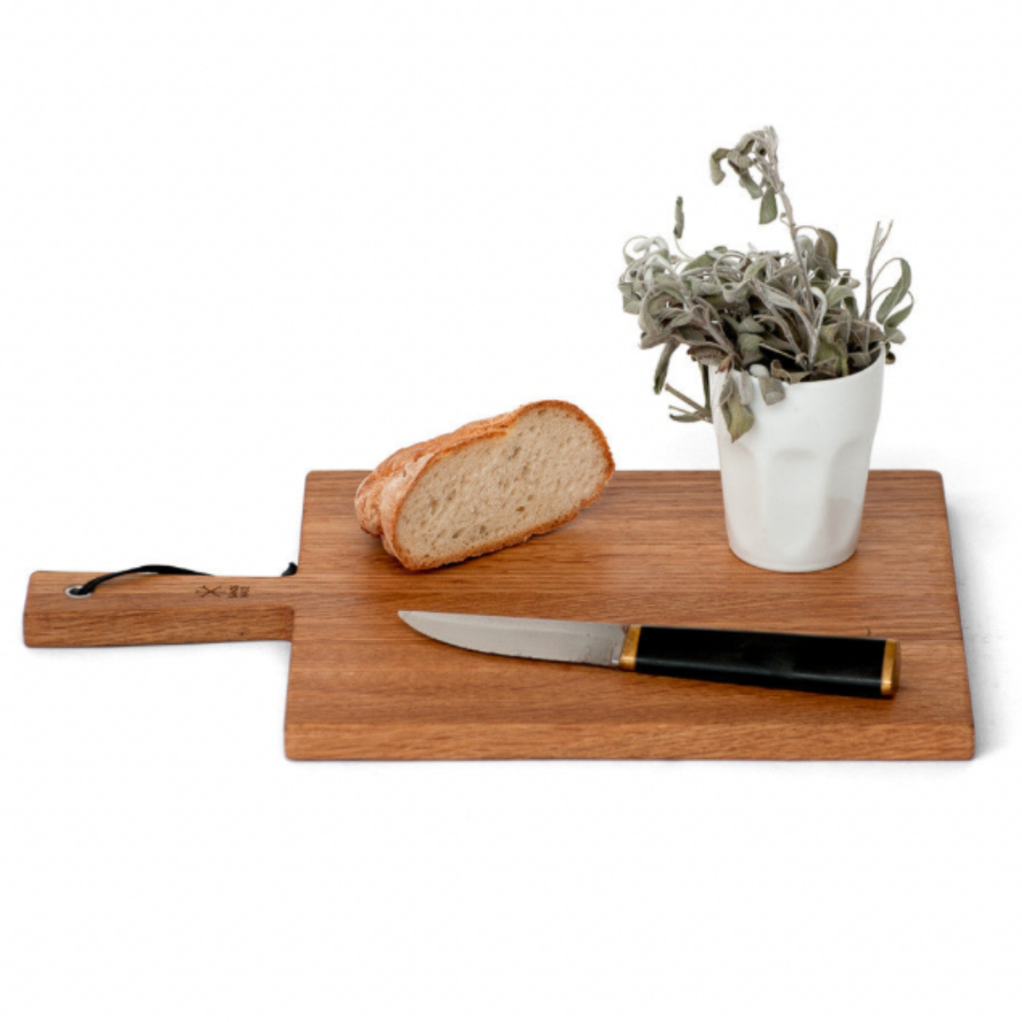 Sandsmade Cheese Paddle No.6 (40cm x 25cm) White Oak styled with Bread and flowers