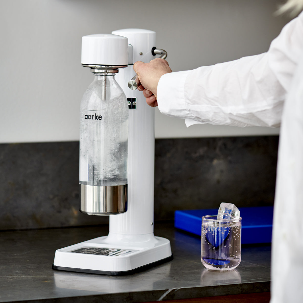 PET water bottle compatible with the Aarke carbonator in use