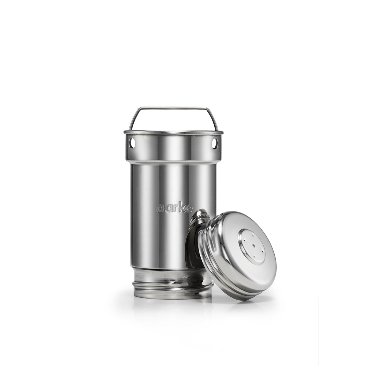 Reusable granule container that is included with the Aarke Purifier jug