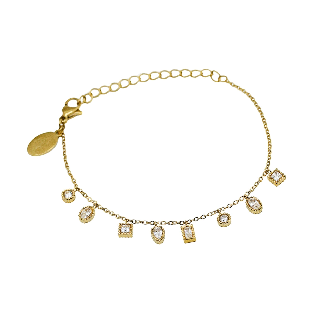 AEC Paris Isha white zirconium oxide bracelet fastened up on white background