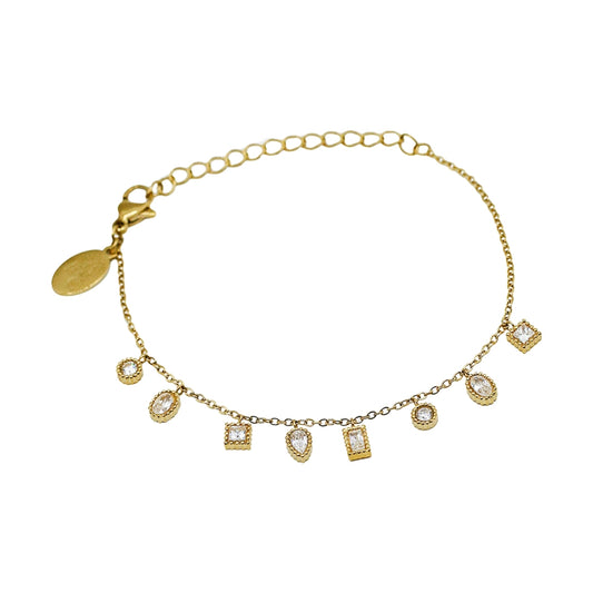 AEC Paris Isha white zirconium oxide bracelet fastened up on white background