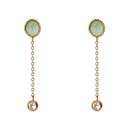 AEC Paris Clio aventurine drop earrings on white background