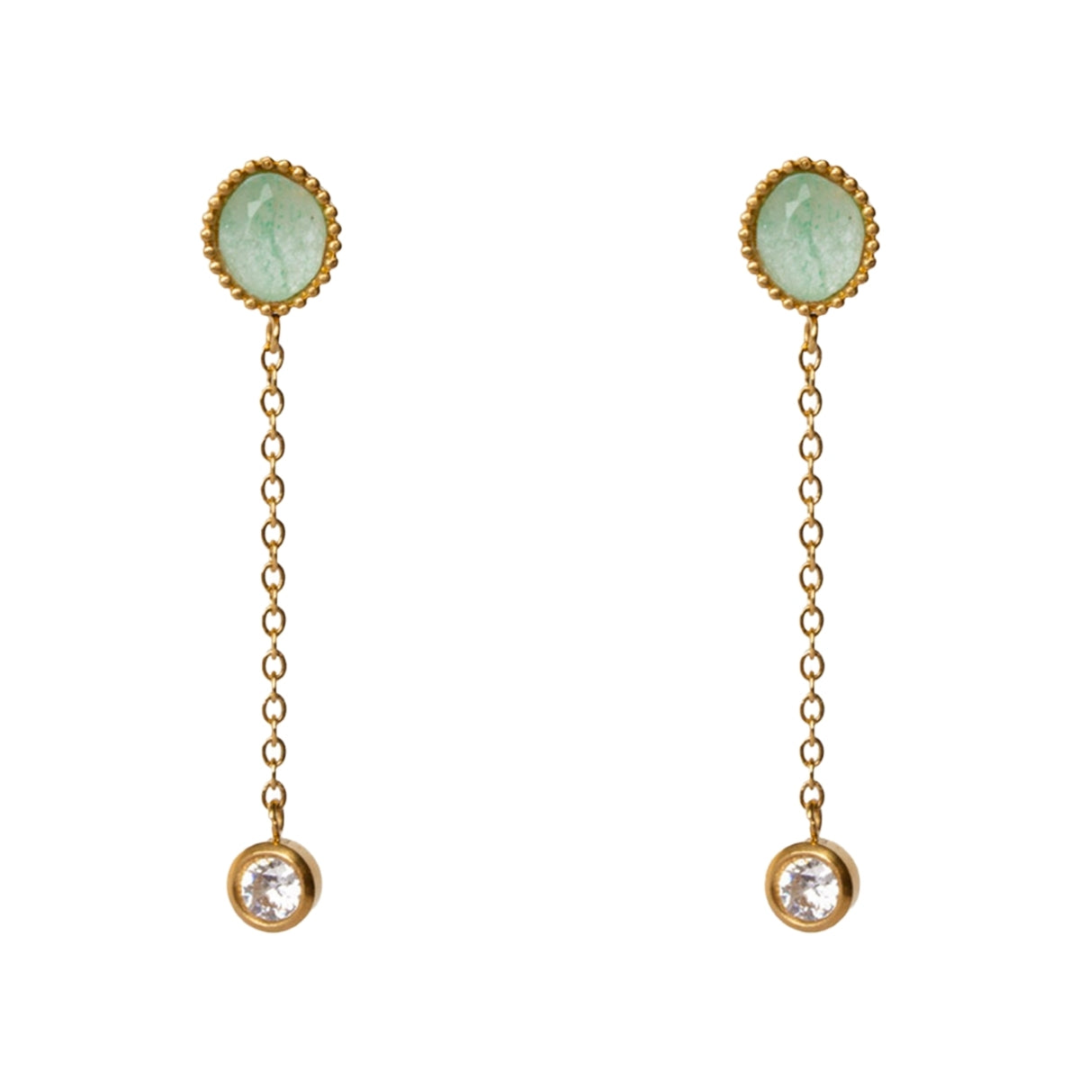 AEC Paris Clio aventurine drop earrings on white background