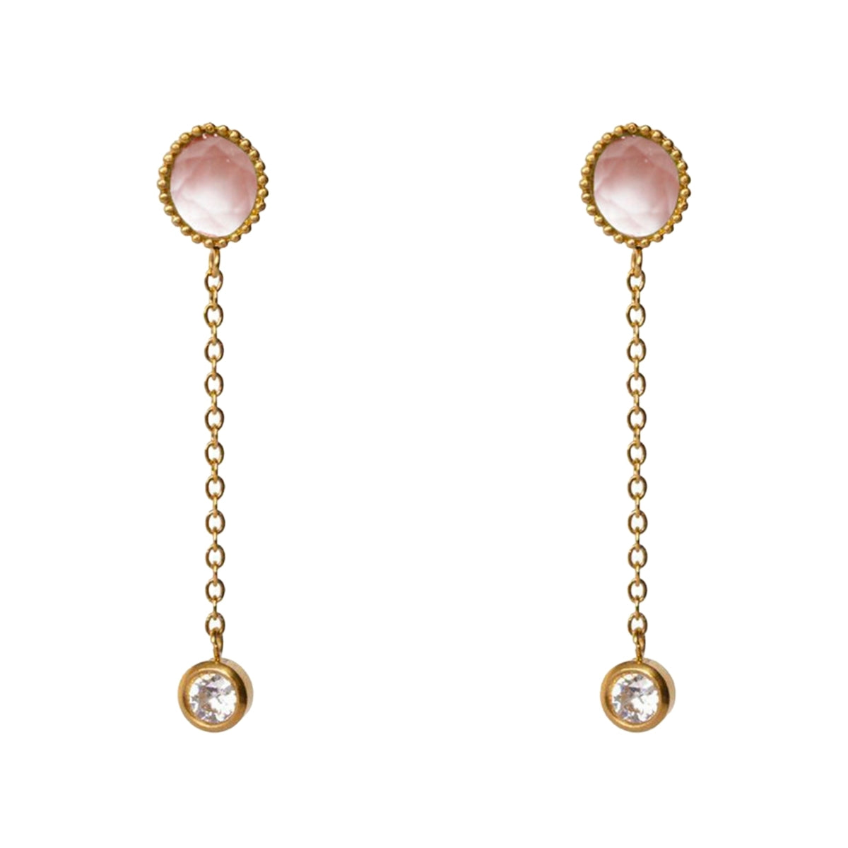 AEC Paris Clio Watermelon Quartz drop earrings on white background