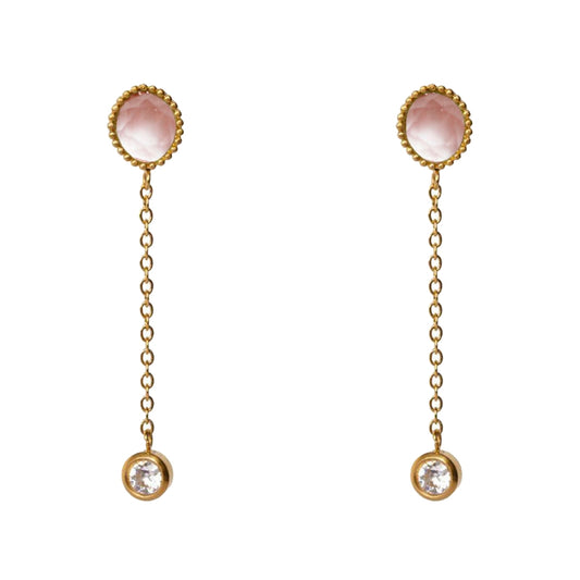 AEC Paris Clio Watermelon Quartz drop earrings on white background
