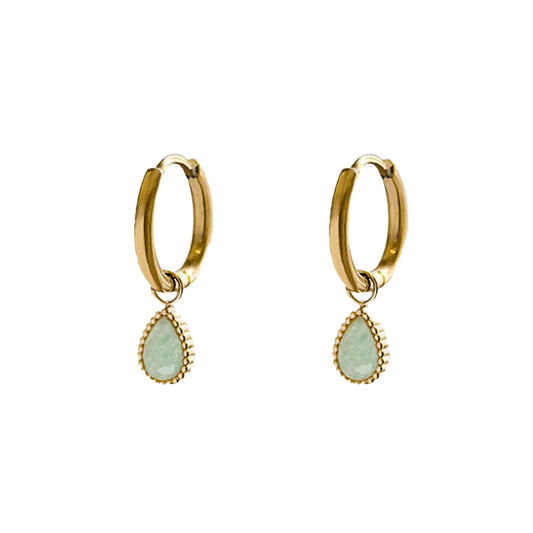 AEC Paris Helios aventurine earrings on white background