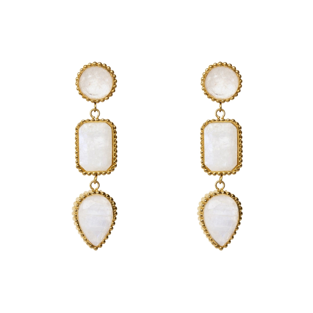 AEC Paris Persephone Moonstone drop earrings on white background