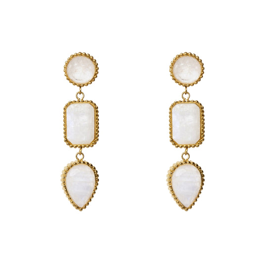 AEC Paris Persephone Moonstone drop earrings on white background