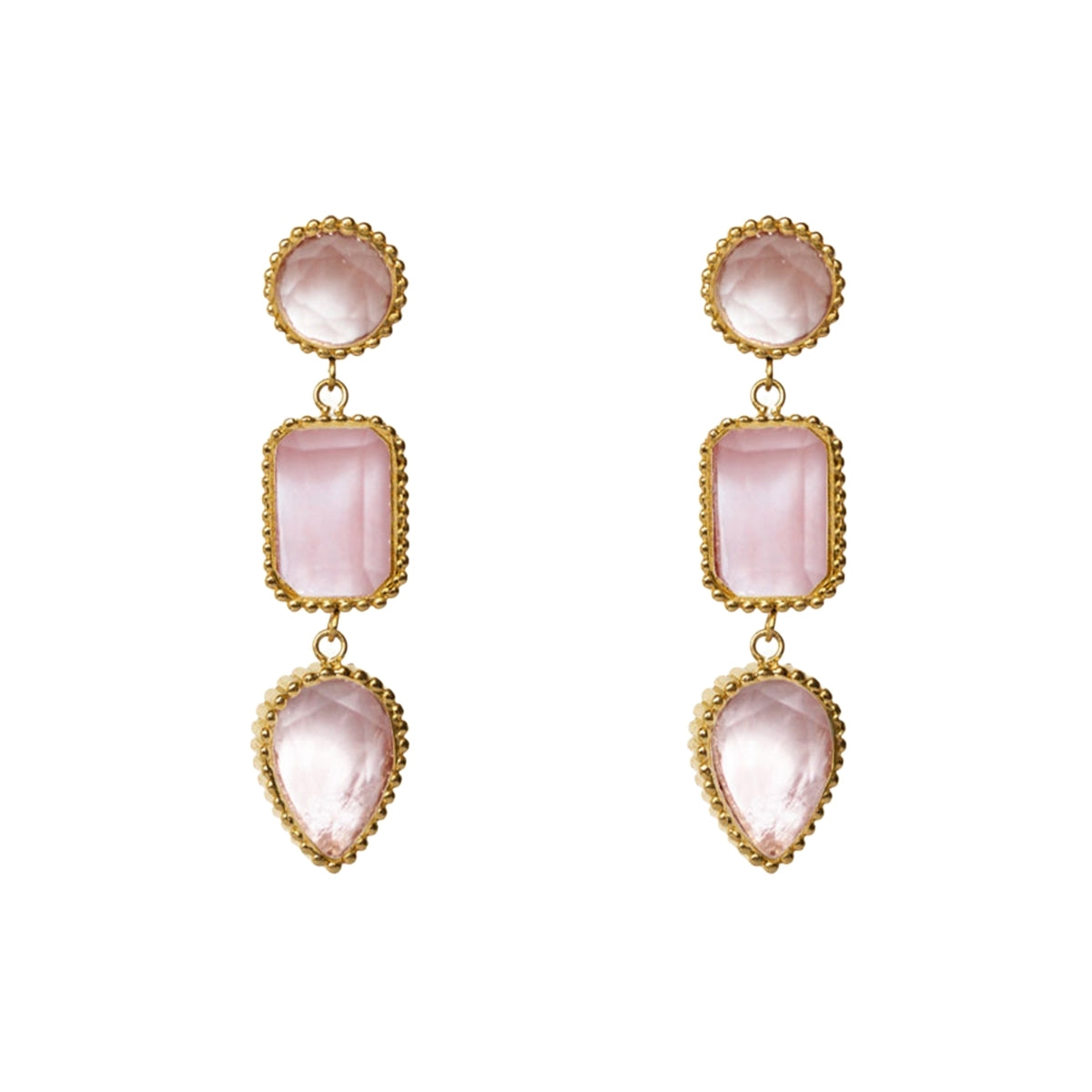 AEC Paris Persephone Watermelon Quartz drop earrings on white background