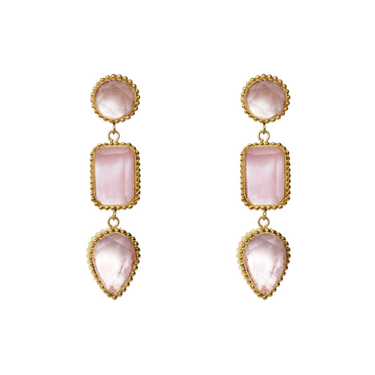 AEC Paris Persephone Watermelon Quartz drop earrings on white background