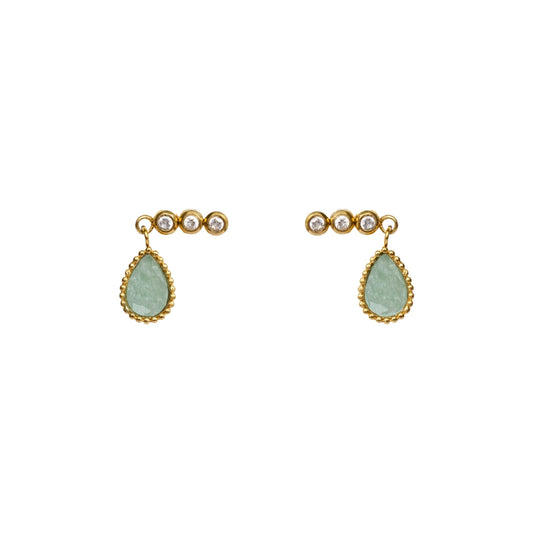 AEC Paris Roma Aventurine stud earrings on white background