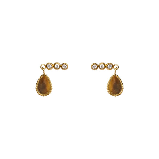 AEC Paris Roma Tiger Eye stud earrings on white background