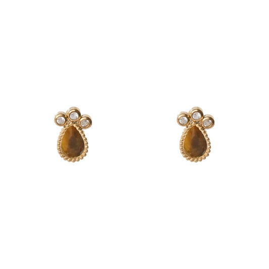 AEC Paris Venus tiger eye stud earrings on white background