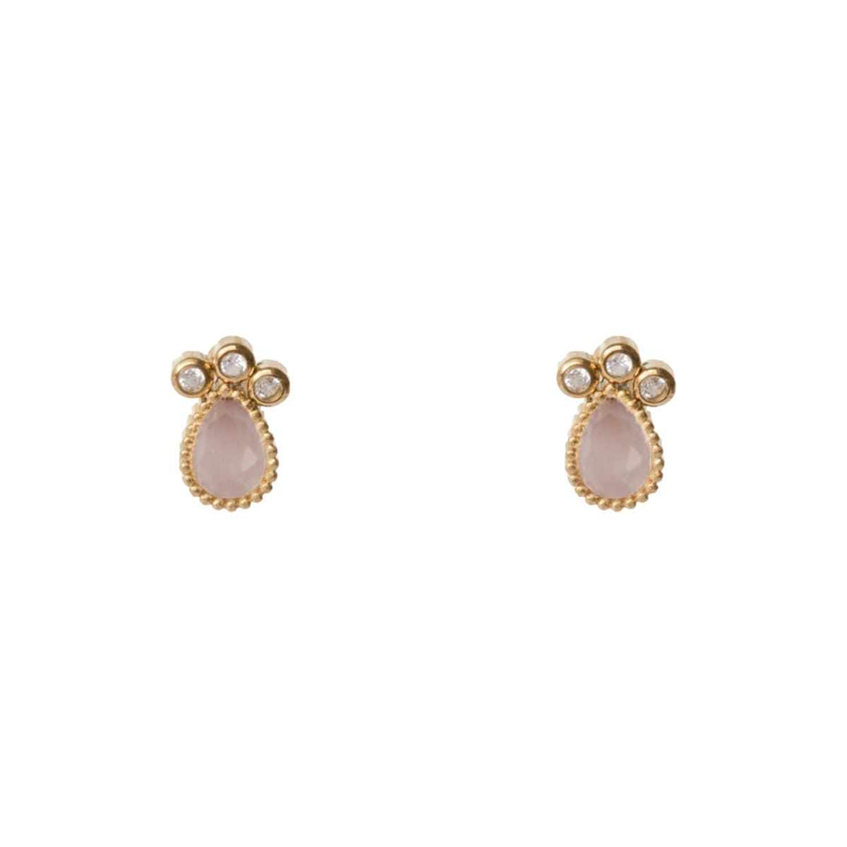 AEC Paris Venus watermelon quartz stud earrings on white background