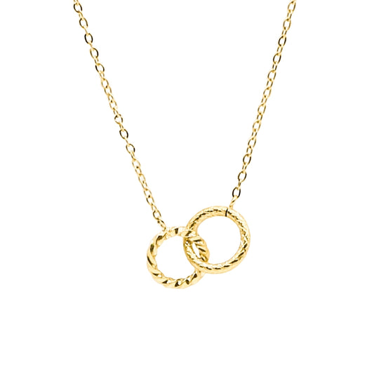 AEC Paris Liria Gold interconnected circle necklace on white background