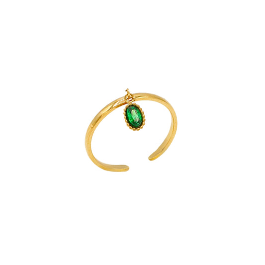 AEC Paris Divya green zirconium oxide size 5-7 ring on white background