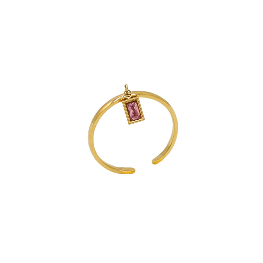 AEC Paris Divya yellow zirconium oxide size 5-7 ring on white background