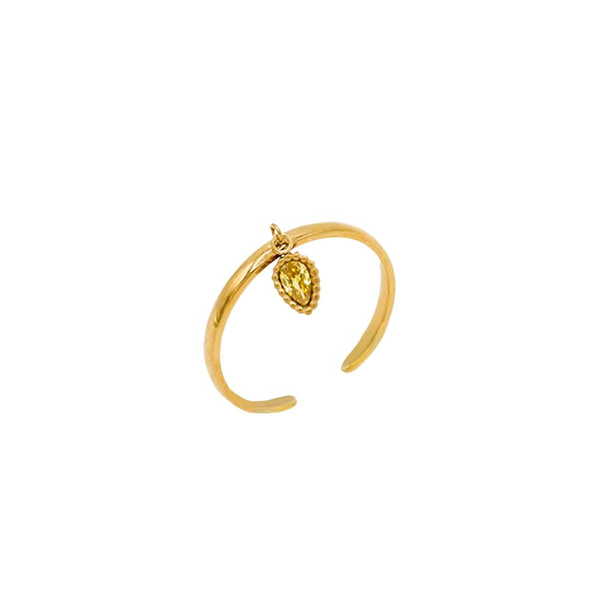 AEC Paris Divya yellow zirconium oxide size 5-7 ring on white background