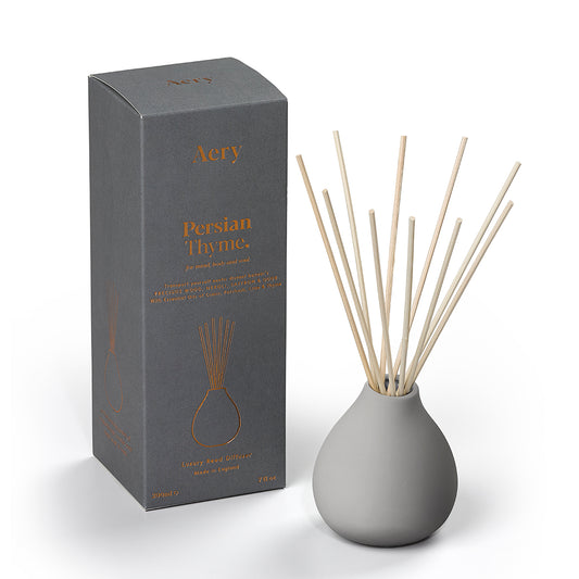 Aery Persian Thyme 200ml diffuser from the Fernweh collection showing diffuser and packaging on white background