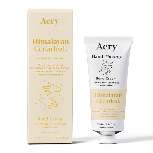 Aery 75ml Himalayan Cedarleaf hand cream from the Fernweh collection showing hand cream and packaging on white background