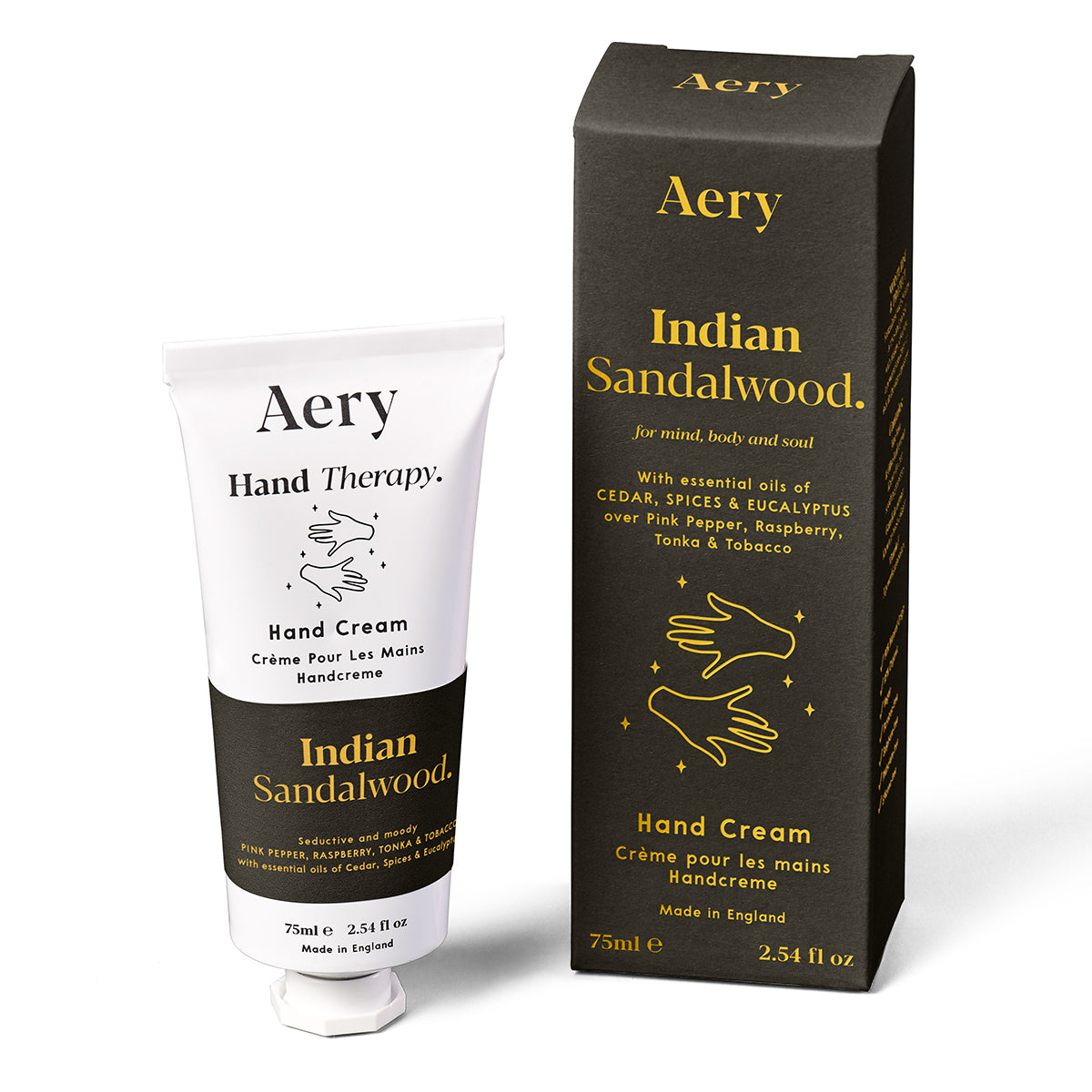 Aery 75ml Himalayan Cedarleaf hand cream from the Fernweh collection showing hand cream and packaging on white background