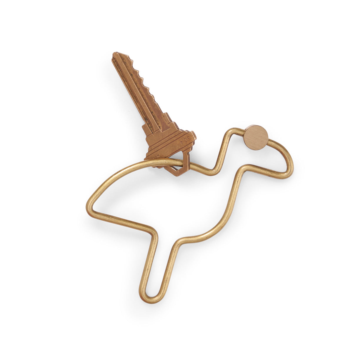 Areaware bird animal keyring on an angle on a white background