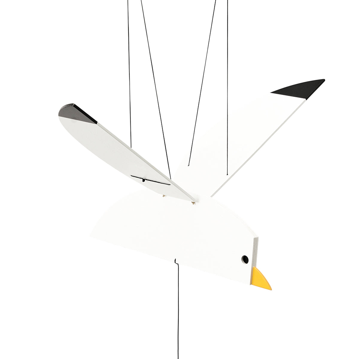 Close up of Areaware Seagull Mobile flying white background