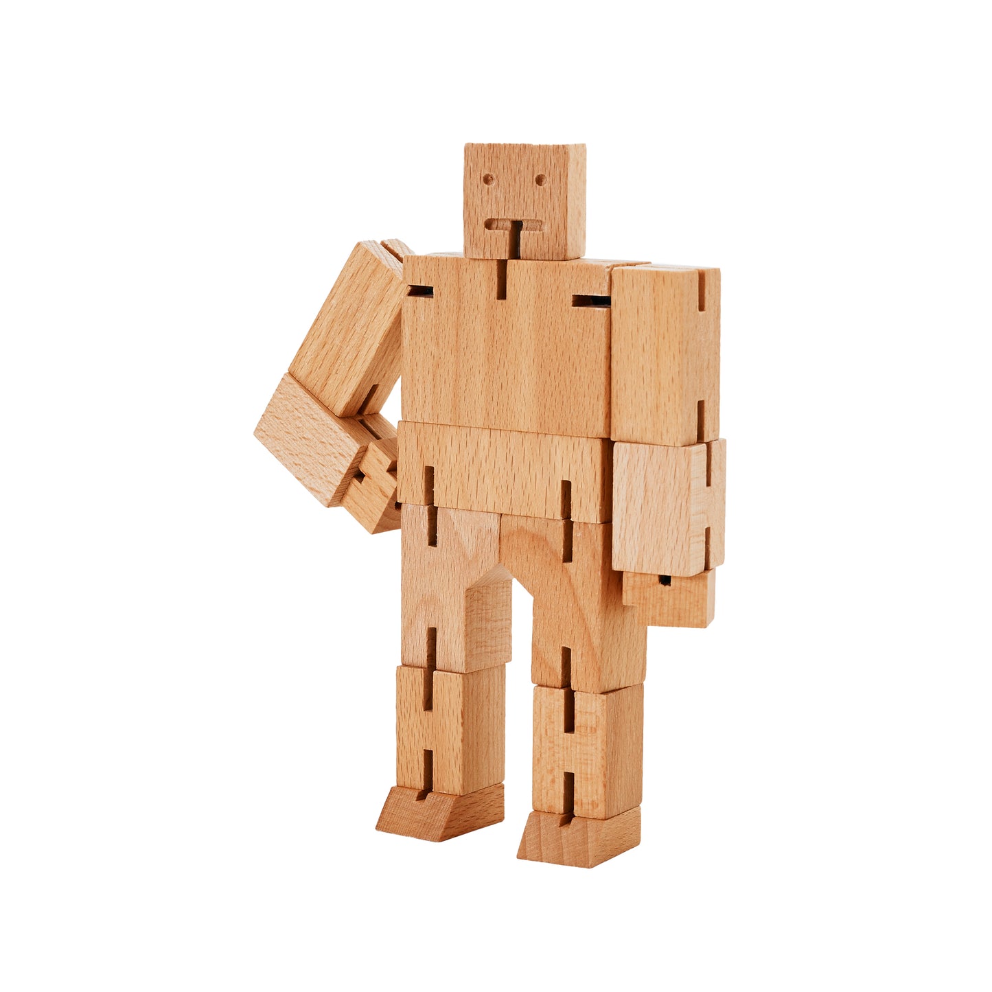 Areaware Cubebot Small wooden toy robot - natural beech-wood figure with elastic joints, folds into a 1.5-inch cube and poses in multiple positions; compact, durable, and suitable for ages 4+.