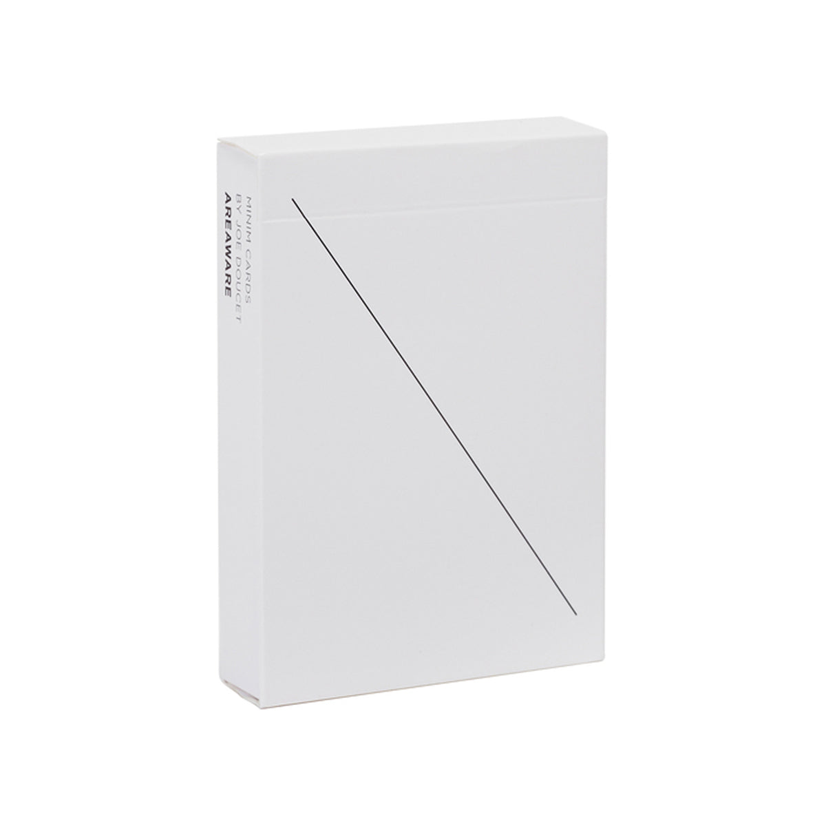 Areaware White  minim playing cards box on and angle on white background